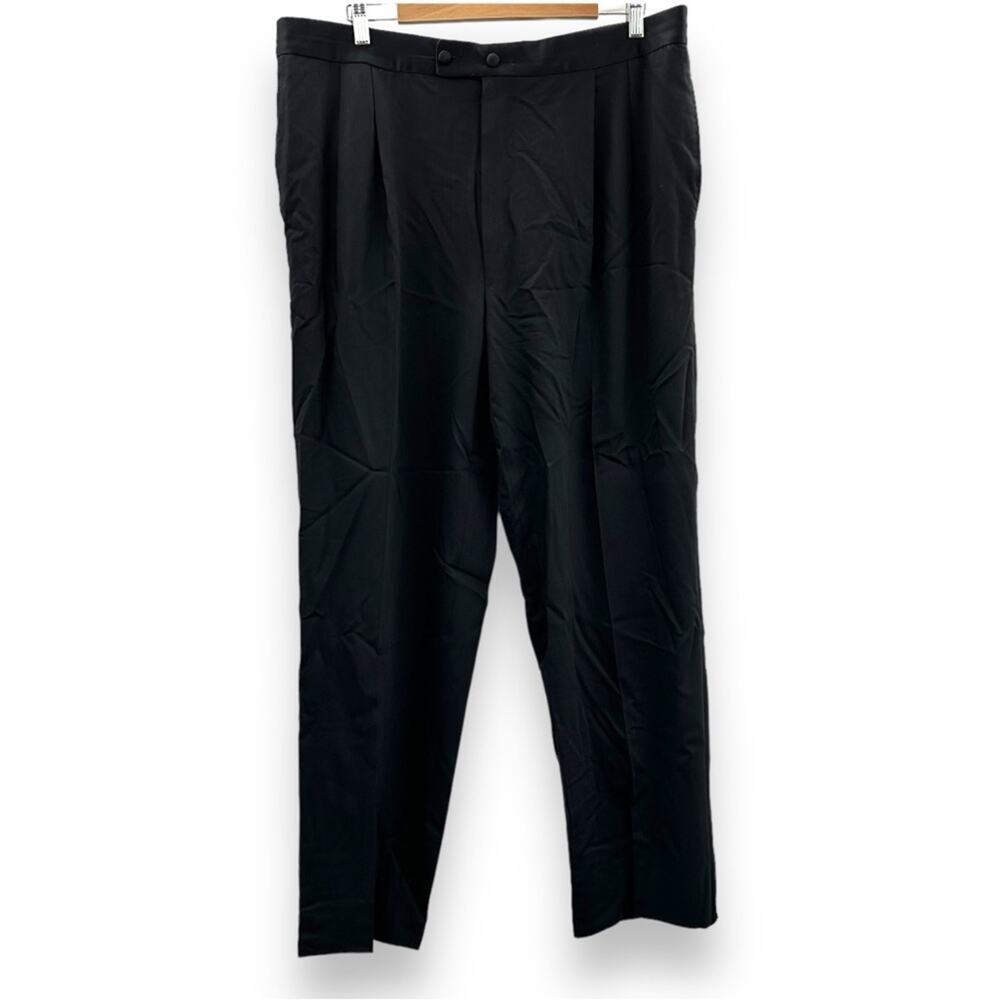 Pal Zileri Black Wool Straight Leg Trouser Dress Pants Size 56‎